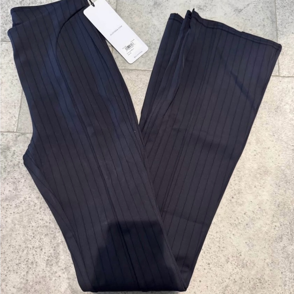 ALO Yoga Black Pinstripe Flare Pants